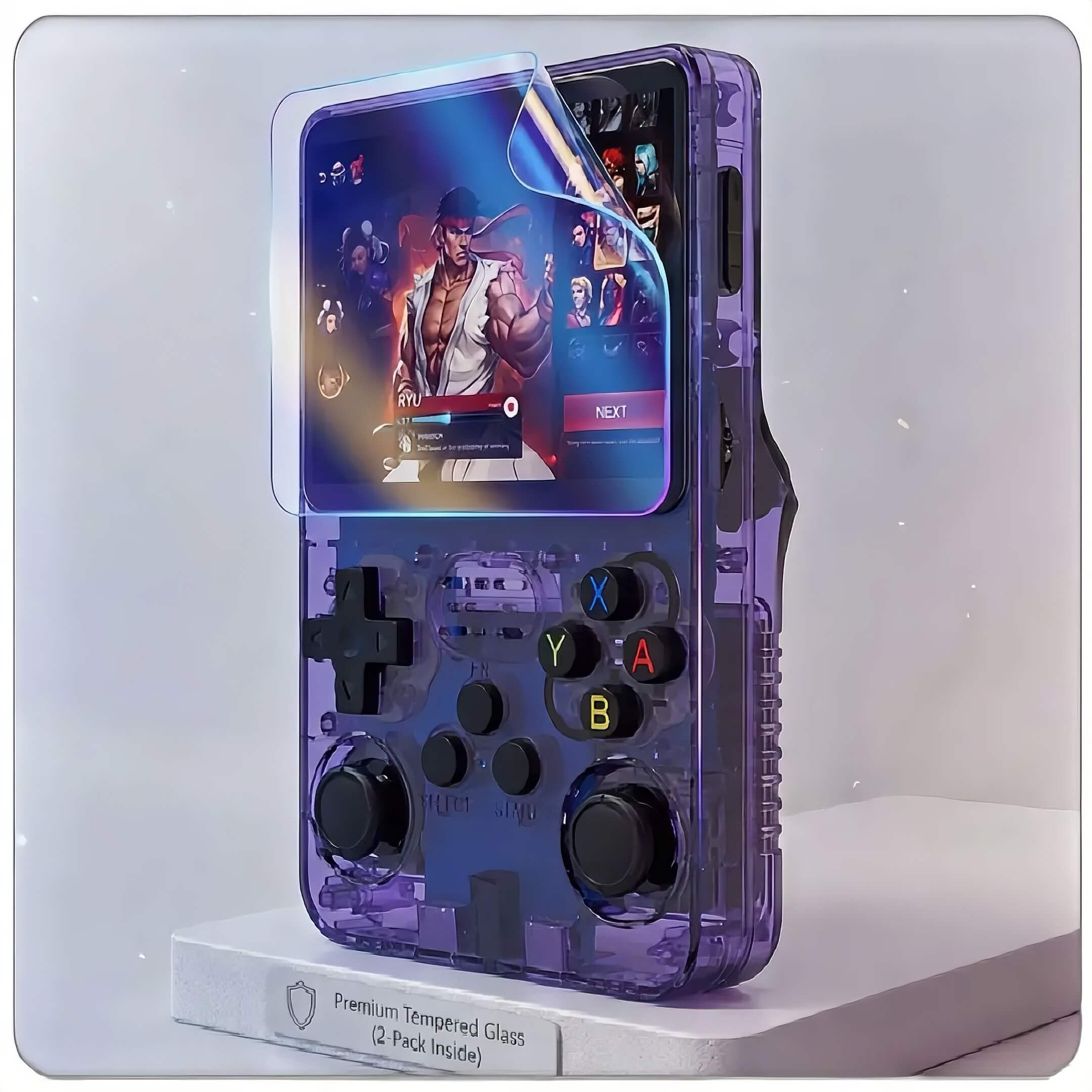 Arcadero™ Cristal Templado Premium – Pack de 2 para R36S y Consolas Retro